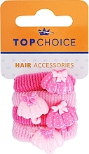 Парфумерія, косметика Гумки для волосся 21831, 4 шт, рожеві з парасольками - Top Choice