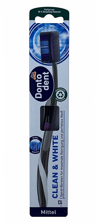 Зубная щетка, средней жесткости, черно-фиолетовая - Dontodent Perfect Clean & White Mittel — фото N1