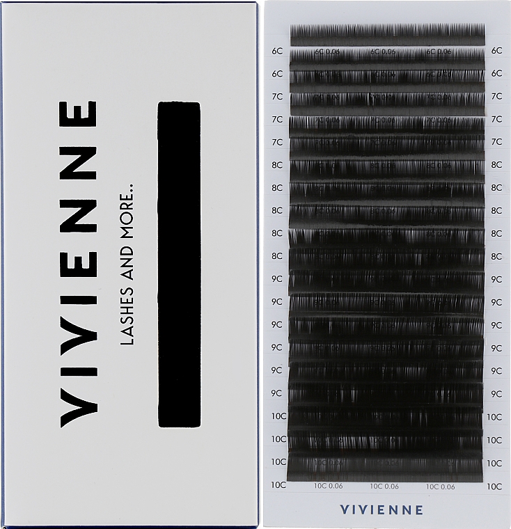Накладные ресницы "Elite", черные, 20 линий (mix, 0.06, C, (6-10)) - Vivienne — фото N1
