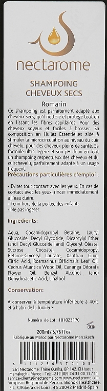 УЦЕНКА Шампунь для сухих и поврежденных волос "Розмарин, иланг-иланг и кедр" - Nectarome Shampooing pour Cheveux secs * — фото N3