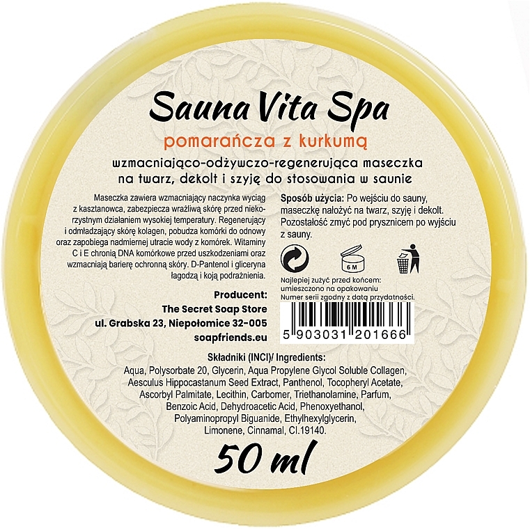 Маска для лица "Апельсин и куркума" - Soap&Friends Sauna Vita Spa — фото N2