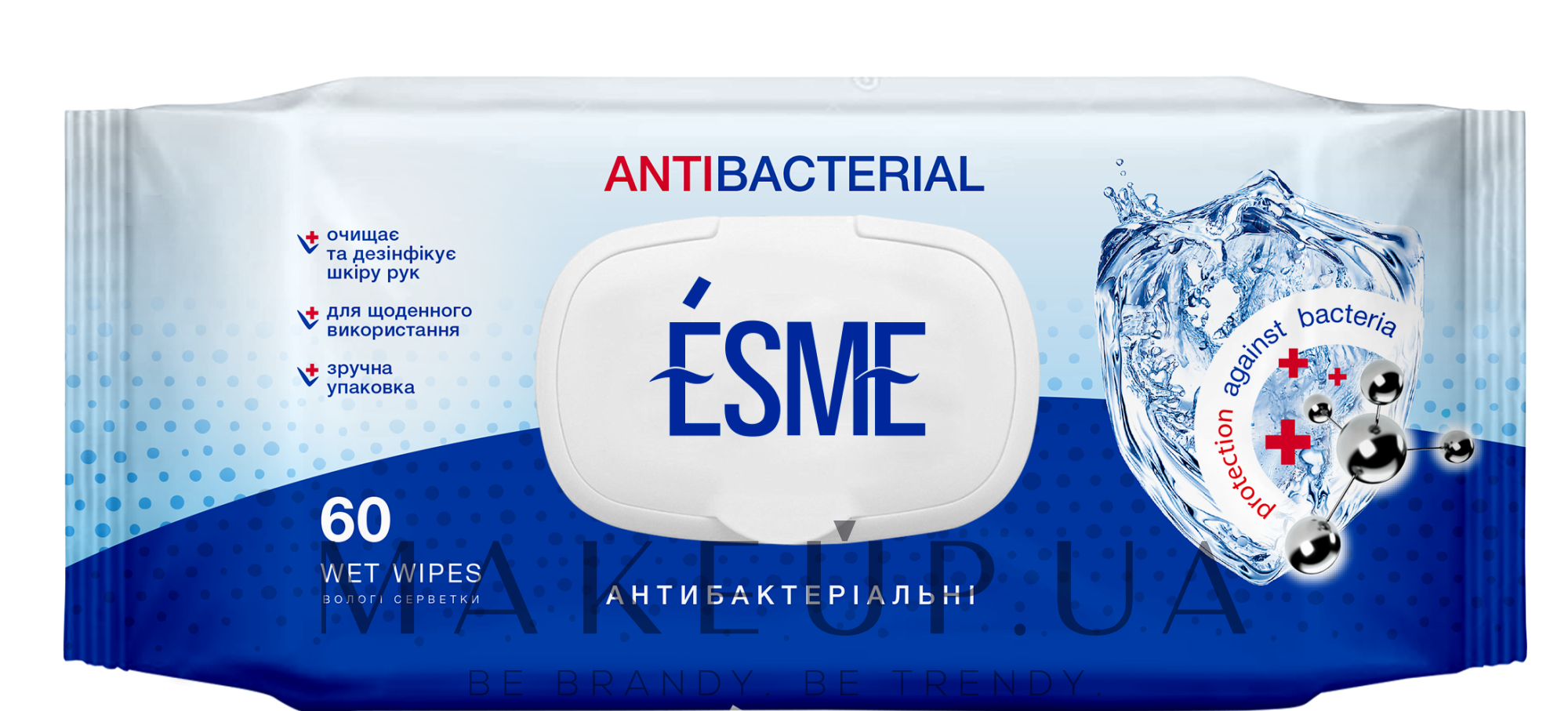Вологі серветки "Антибактеріальні" - Esme Antibacterial Wet Wipes — фото 60шт