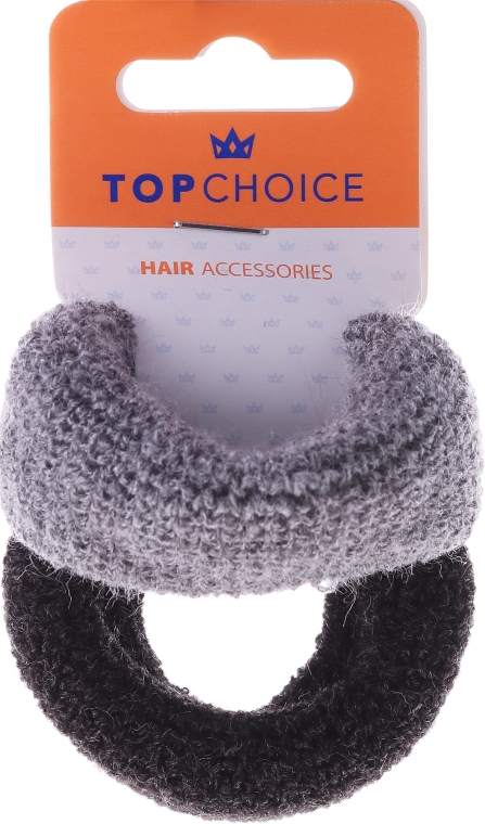 Резинки для волосся товсті, 2 шт., чорна і сіра - Top Choice — фото N2