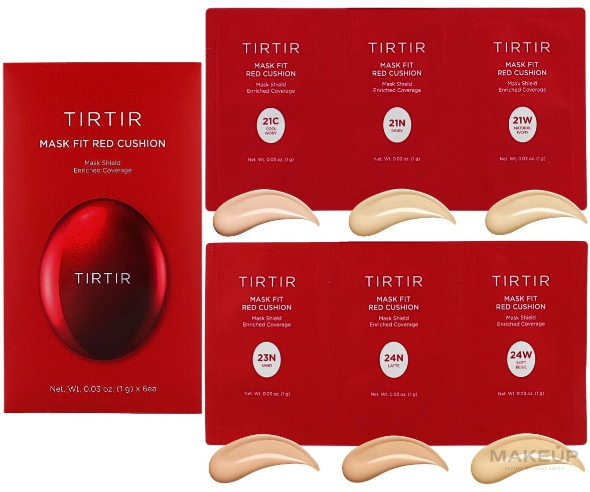 Набір, 6 продуктів - Tirtir Mask Fit Red Cushion 6 Shade Trial Kit — фото (25N 27C 27N 29N 30N 31N)