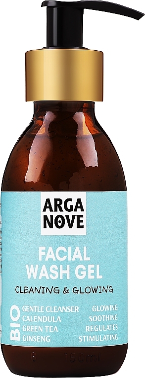 Энергетический и осветляющий гель для умывания - Arganove Facial Wash Gel Cleaning & Glowing — фото N1
