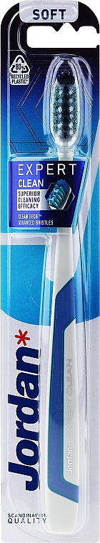 Зубная щетка мягкая "Expert Clean", серо-синяя - Jordan Tandenborstel Expert Clean Soft — фото N1