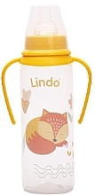 Пляшка для годування з ручками та силіконовою соскою, 250 мл, жовта - Lindo Li 141 — фото N1