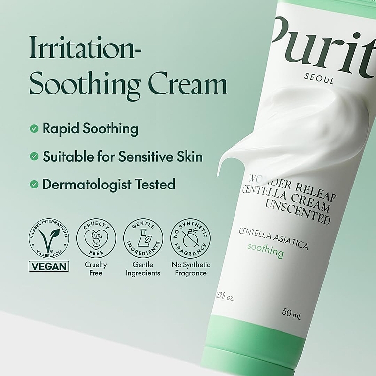 УЦІНКА Заспокійливий крем із центелою без ефірних олій - Purito Seoul Wonder Releaf Centella Cream Unscented * — фото N4