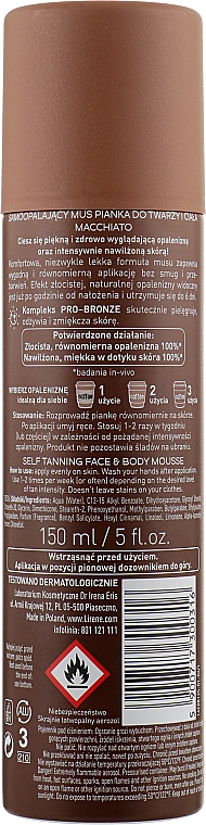 Мус-автозасмага для обличчя і тіла - Lirene Self-tanning Face & Body Mousse — фото N2