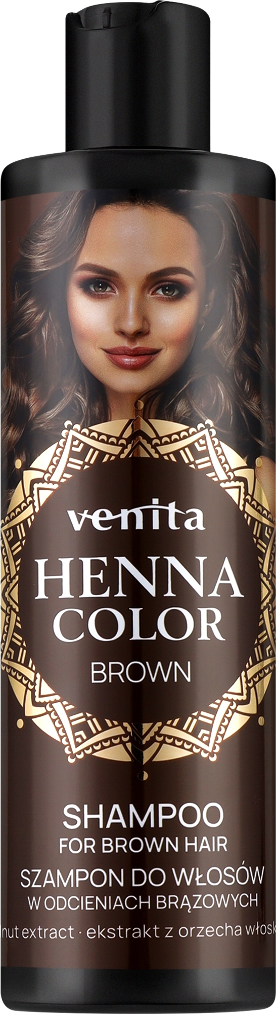 Шампунь для ухода за темными волосами с экстрактом грецкого ореха - Venita Henna Color Shampoo Brown — фото 300ml