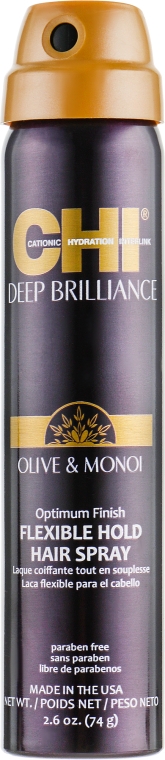 Лак гнучкої фіксації для волосся - CHI Deep Brilliance Olive & Monoi Op FlexHold — фото N1