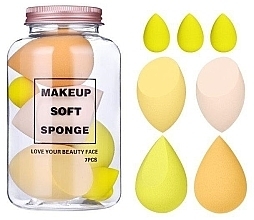 Набір спонжів для макіяжу в банці, 7 шт. - Ecarla Makeup Soft Sponge Creamy Red Yellow — фото N1