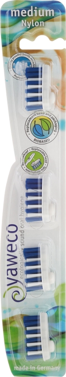 Змінні головки зубної щітки, середньої жорсткості - Yaweco Toothbrush Heads Nylon Medium — фото N1
