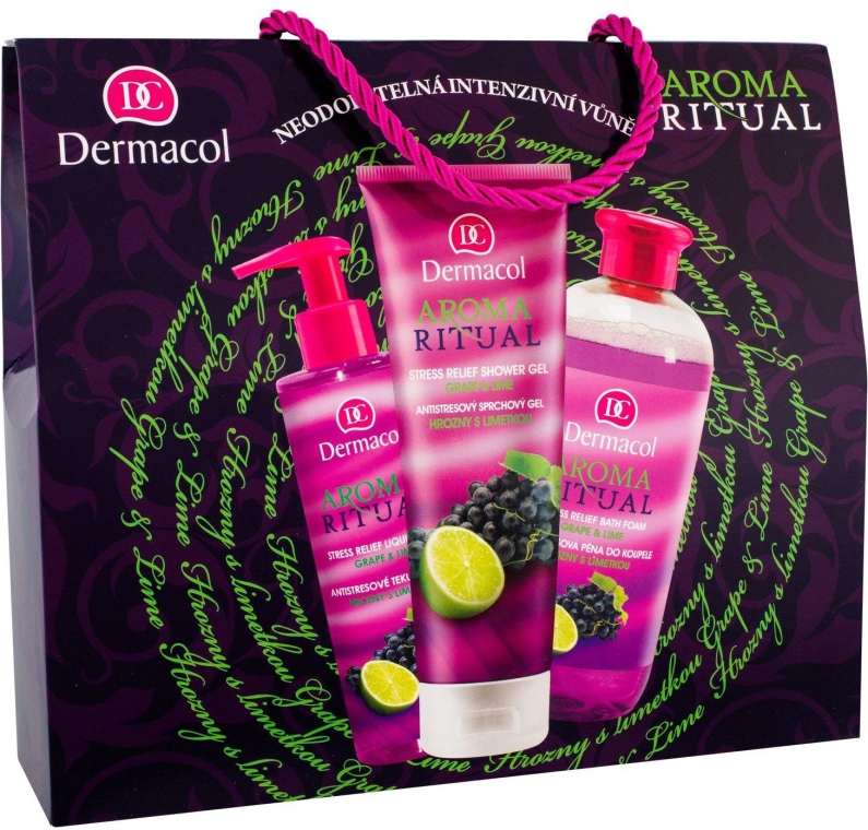 Набір "Виноград і лайм" - Dermacol Aroma Ritual Grape & Lime (sh/gel/250ml + soap/250ml + b/foam/500ml) — фото N1