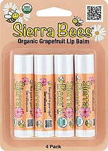 Парфумерія, косметика Набір бальзамів для губ "Грейпфрут" - Sierra Bees (lip/balm/4x4,25g)