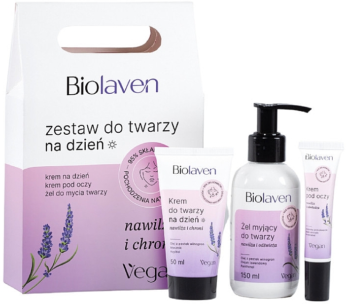 Набір для денного догляду за обличчям - Biolaven (cr/50ml + cleanser/150ml + eye/gel) — фото N1