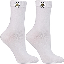 Шкарпетки жіночі довгі "Ромашка", білі - Moraj — фото N2