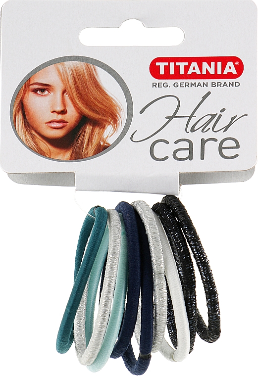 Еластичний затискач для волосся, 4см, 9шт, різнокольорові - Titania — фото N1