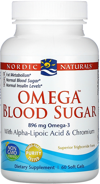 Пищевая добавка "Контроль сахара с Омега-3", 896 мг - Nordic Naturals Omega Blood Sugar — фото N1