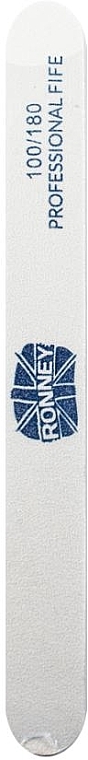 Пилочка для ногтей, 100/180, белая, прямая - Ronney Professional — фото N1