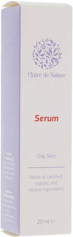 УЦІНКА Сироватка для жирної шкіри обличчя - Claire de Nature Serum * — фото N3