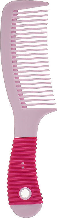 Гребешок для волос с прорезиненной ручкой, розовый - Inter-Vion — фото N1