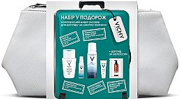 Парфумерія, косметика УЦЕНКА Набір у подорож - Vichy (micel/water/100ml + therm/water/50ml + gel/10ml + fluid/3ml +  shamp/7ml + bag) *