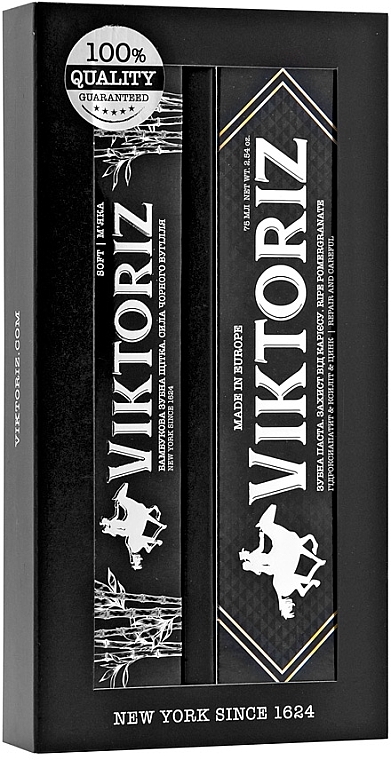 УЦЕНКА Набор "Защита от кариеса" - Viktoriz New York Gift Set (toothpaste/75ml + toothbrush/1pcs) * — фото N1