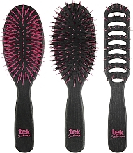 Набор щеток для волос, 3 шт. - Tek Brushes & Combs — фото N1