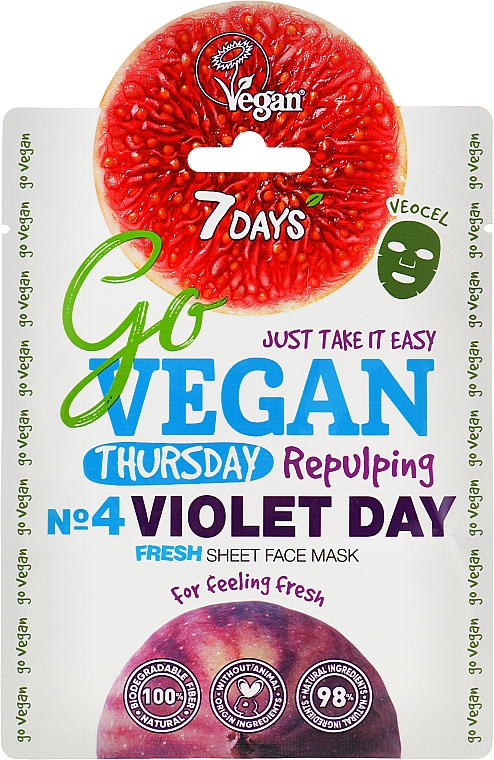 УЦЕНКА Набор тканевых масок - 7 Days Go Vegan Healthy Week Color Diet (7 x f/mask/28g) * — фото N6