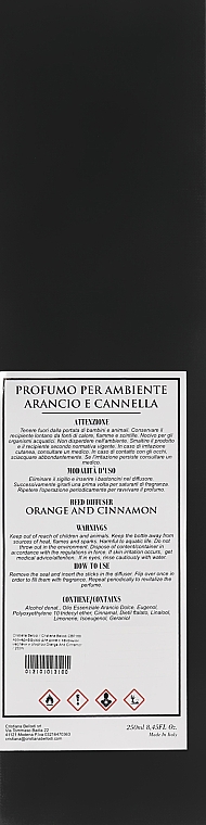 Аромадифузор з ефірними оліями і спиртом "Orange And Cinnamon" - Cristiana Bellodi Diffuser — фото N3