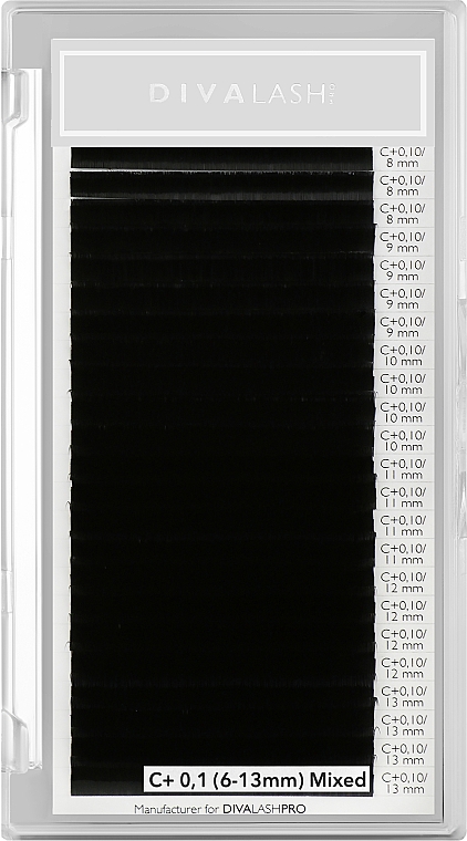 Ресницы для наращивания С+ 0.10 (6-13мм), 25 линий, черные - Divalashpro — фото N1