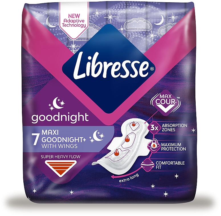 Гігієнічні нічні прокладки з крильцями, 7 шт. - Libresse Goodnight Maxi