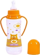 Бутылочка с ручками для кормления и силиконовой соской с 0 месяцев 250 мл, оранжевая - Baby Team  — фото N1