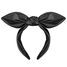 Ободок для волос, чёрный "Chic Bow" - MAKEUP Hair Hoop Band Leather Black — фото N1