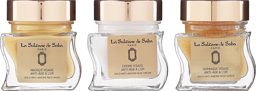 Набор - La Sultane De Saba Gold & Champagne Gold Anti-Ageing Gift Set (f/cr/50ml + f/mask/50ml + f/scrub/50ml) — фото N3