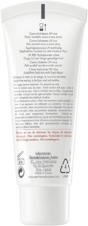 УЦЕНКА Увлажняющий крем для лица - Avene Eau Thermale Hydrance Rich Hydrating Cream SPF 30 * — фото N2