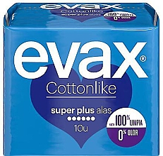 Гігієнічні прокладки "Супер плюс" з крильцями, 10 шт. - Evax Cottonlike — фото N1