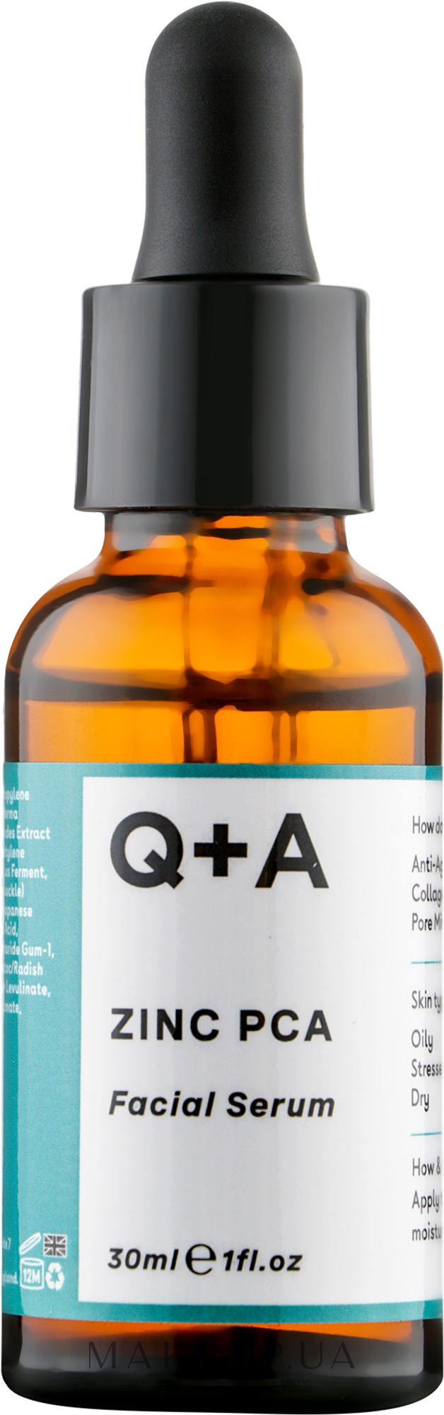 Q a zinc pca. Q+A Zinc PCA facial Serum". Q+A Zinc PCA 30ml.