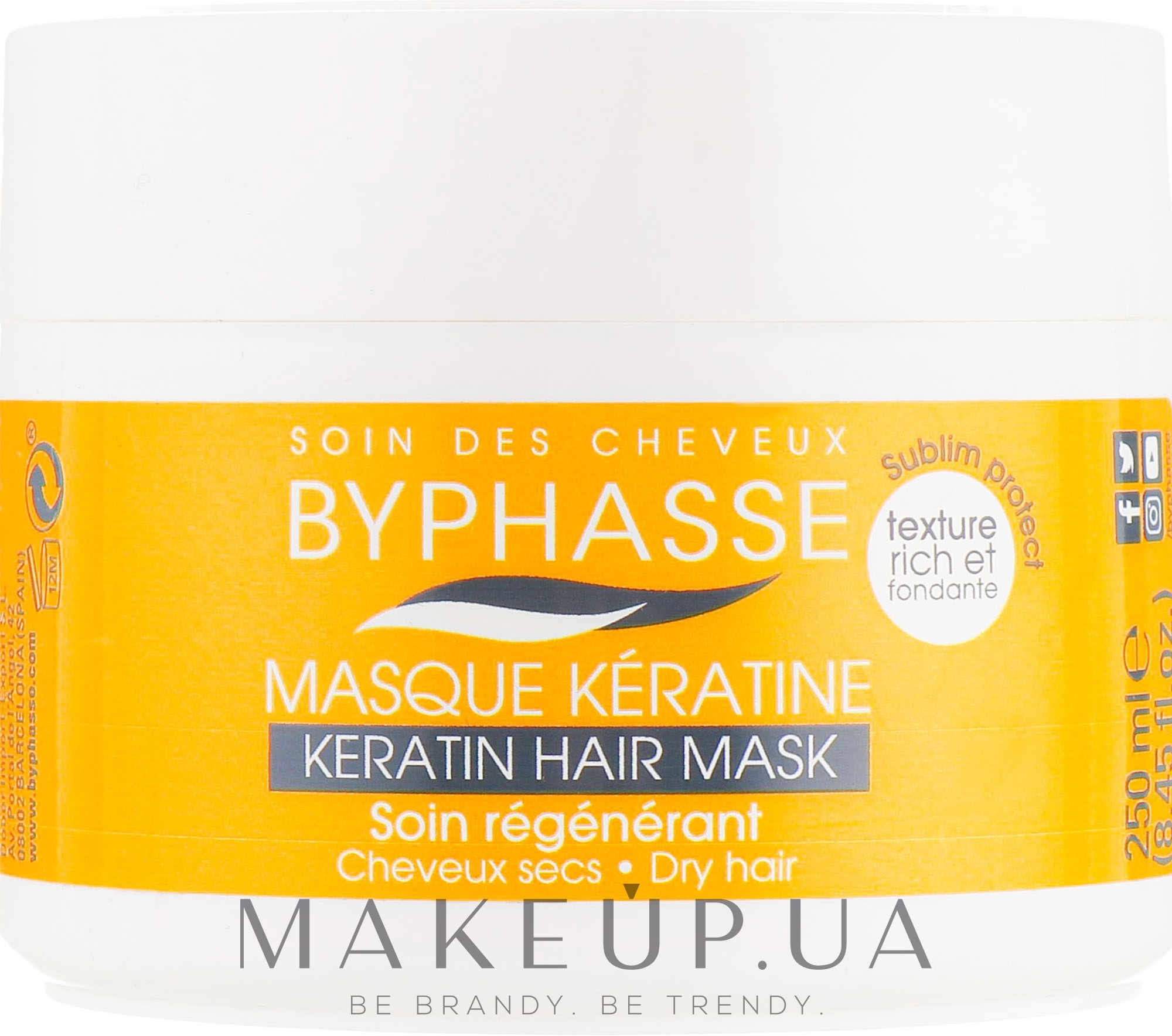 Маска для сухого і тьмяного волосся - Byphasse Keratin Hair Mask — фото 250ml