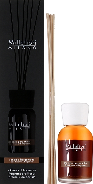 Аромадиффузор "Сандал и бергамот" - Millefiori Milano Natural Diffuser Sandalo Bergamotto — фото N1