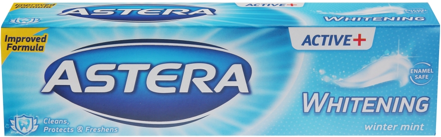 Зубна паста відбілювальна  - Astera Active+ Whitening Winter Mint — фото N1