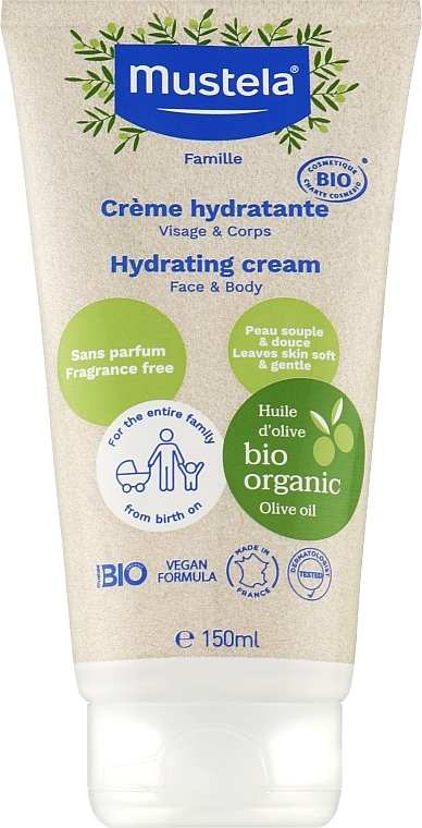 Зволожувальний крем з оливковою олією й алое - Mustela Famille Hydrating Cream for Face & Body
