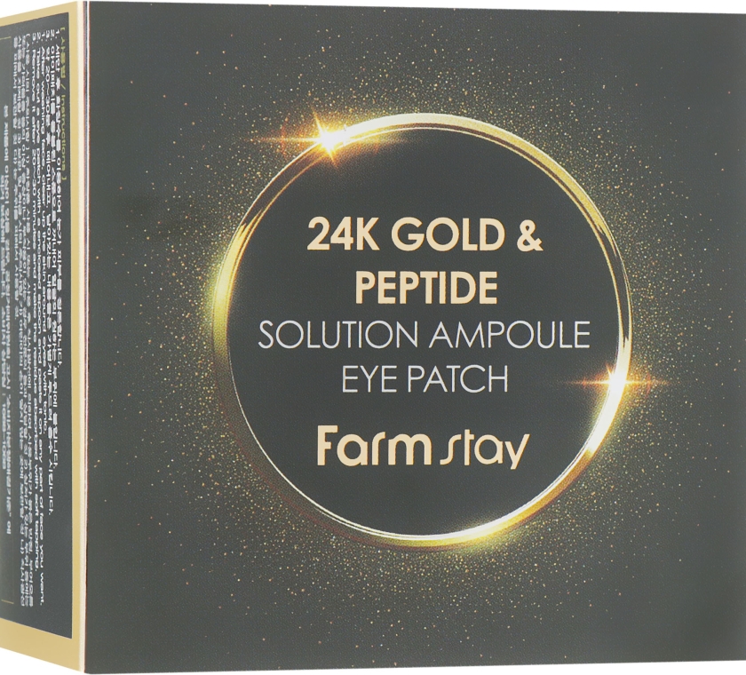 Гидрогелевые патчи с 24-х каратным золотом и пептидами - FarmStay 24K Gold And Peptide Solution Ampoule Eye Patch
