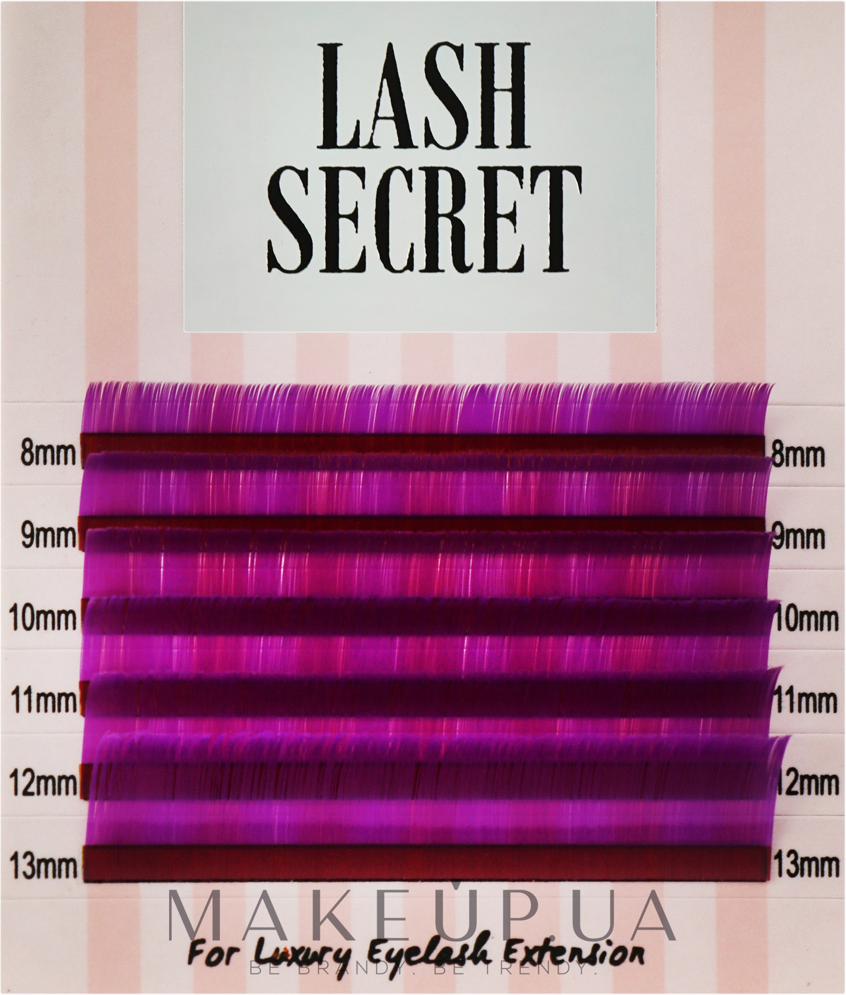 Накладные ресницы, фиолетовые, mix, 6 линий (0,07, C, (8-13)) - Lash Secret — фото 1уп