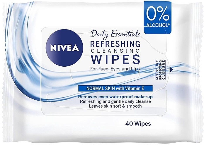 Освежающие салфетки для лица, 40шт - NIVEA 3 in 1 Cleansing Wipes — фото N1