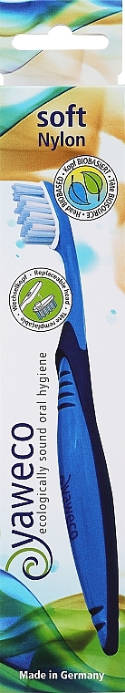 Зубная щетка со сменными щетинками, синяя - Yaweco Replaceable Head Toothbrush Soft Nylon — фото N1