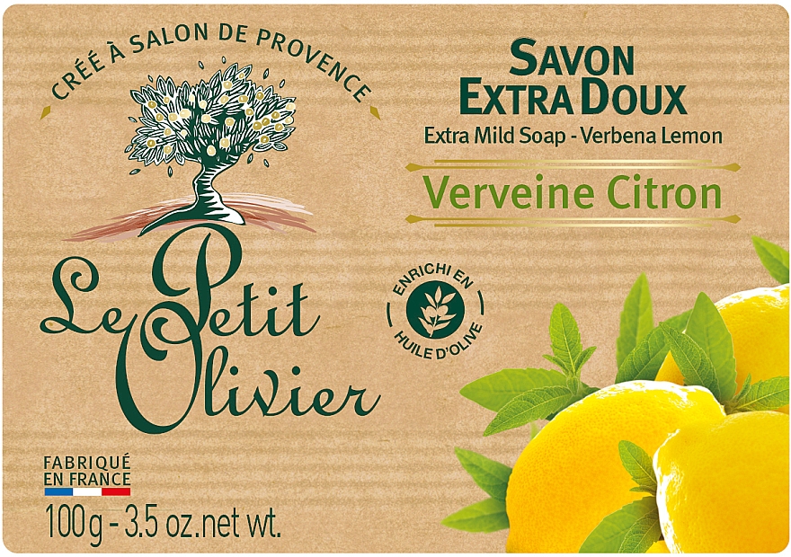 Мило екстраніжне, з екстрактом вербени і лимона - Le Petit Olivier - extra mild soap - Verbena and Lemon — фото N1