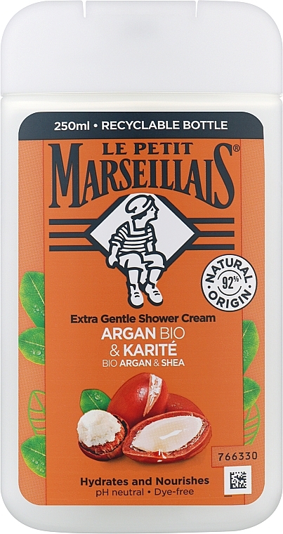 Биогель для душа "Арган и масло ши" - Le Petit Marseillais Argan Bio & Karite Extra Gentle Shower Cream — фото N1