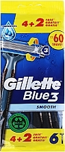 Набор одноразовых станков для бритья, 4+2шт - Gillette Blue 3 Smooth — фото N1